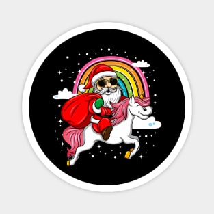 Christmas Santa Riding Unicorn Xmas Gifts For Lovers Who Love Rainbow Unicorns Magnet